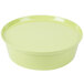 A lime green melamine container with a lid.