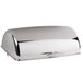 A silver metal Vollrath chafer cover with a handle.