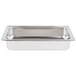 A stainless steel water pan with a lid for a Vollrath Roll Top Chafer.