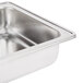 A Vollrath stainless steel water pan for a chafer on a counter.
