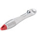 An aluminum Vollrath ice cream scoop with a red cap on the handle.