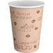 A white paper Choice Caf&#233; hot cup with brown text reading "Coffee and Espresso" on it.