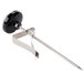 A Taylor metal and black Cappuccino Frothing Thermometer with a metal rod and black handle.