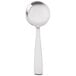 An Arcoroc stainless steel soup spoon with a silver handle.
