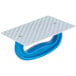 A blue and silver 3M Scotch-Brite Griddle Pad Holder with holes.