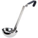 A Vollrath stainless steel ladle with a black Kool Touch handle.