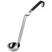 A Vollrath stainless steel ladle with a black Kool Touch handle.