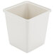 A white square GET Melamine crock with a square lid.