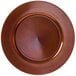 A close-up of a brown 10 Strawberry Street Lacquer round charger plate.
