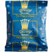 A blue Crown Beverages coffee packet with yellow text and a yellow crown.