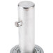 An Avantco stainless steel mixing axle assembly with a metal cap on a metal cylinder.