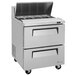A stainless steel Turbo Air 2 drawer refrigerated sandwich prep table.