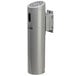 A silver wall-mounted Commercial Zone Smokers' Outpost cigarette receptacle with a round button.