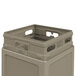 A beige Commercial Zone PolyTec waste container with holes in the top.