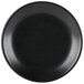 A black Hall China round coupe plate with a white background.