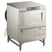 A Hobart LXGeR2 Advansys high temperature glass washer machine with a blue screen on it.