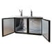 A black stainless steel Beverage-Air double tap beer dispenser cabinet.