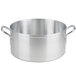 A large silver Vollrath aluminum pot with handles.