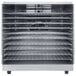 An Avantco stainless steel food dehydrator with metal shelves.