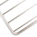 A stainless steel FMP oven rack with a handle.