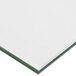 An Avantco glass side panel with a green border.
