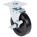 A black and silver 5" replacement swivel plate caster wheel.