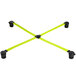 A yellow and black FLAT Tech bar height table base cross bar with black handles.