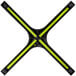 A black and yellow x-shaped FLAT Tech table base.