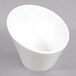 A 10 Strawberry Street white porcelain tall slant bowl with a small hole in it.