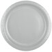 A Creative Converting shimmering silver paper plate with a white rim.