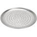 An American Metalcraft Super Perforated Heavy Weight Aluminum Coupe Pizza Pan with holes in a round metal plate.