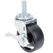 A 3 5/8" swivel stem caster with a metal screw and brake.