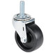 A black and silver 3" swivel stem caster wheel.
