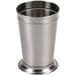 A Libbey stainless steel mint julep cup with beaded trim.