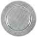 A gray Carlisle melamine plate with a white rim.