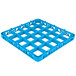 A blue plastic Carlisle glass rack extender with a grid pattern.