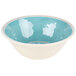 A blue and white Carlisle melamine bowl.