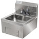 An Advance Tabco stainless steel wall-mounted hand sink with an undermount paper towel dispenser.