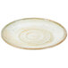 A white Carlisle melamine salad plate with a spiral pattern.