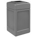 A gray rectangular Commercial Zone PolyTec waste container with a square lid.