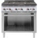 A stainless steel Cooking Performance Group gas range with six burners and a cabinet base.