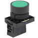 An Avantco black and green round push button switch.