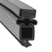A close-up of a black rubber seal with a square cross section and two holes.