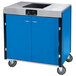 A Lakeside blue mobile cooking cart with an induction burner.