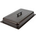 A brown metal rectangular chafer cover with a handle.