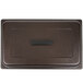 A brown rectangular metal cover with a black handle.