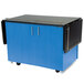 A Lakeside blue and black mobile dining cart with a blue surface.