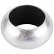 An American Atelier silver round acrylic napkin ring with a black center.