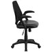 A Flash Furniture black mesh and leather office chair with padded arms.