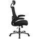 A black Flash Furniture high-back office chair with flip-up armrests.